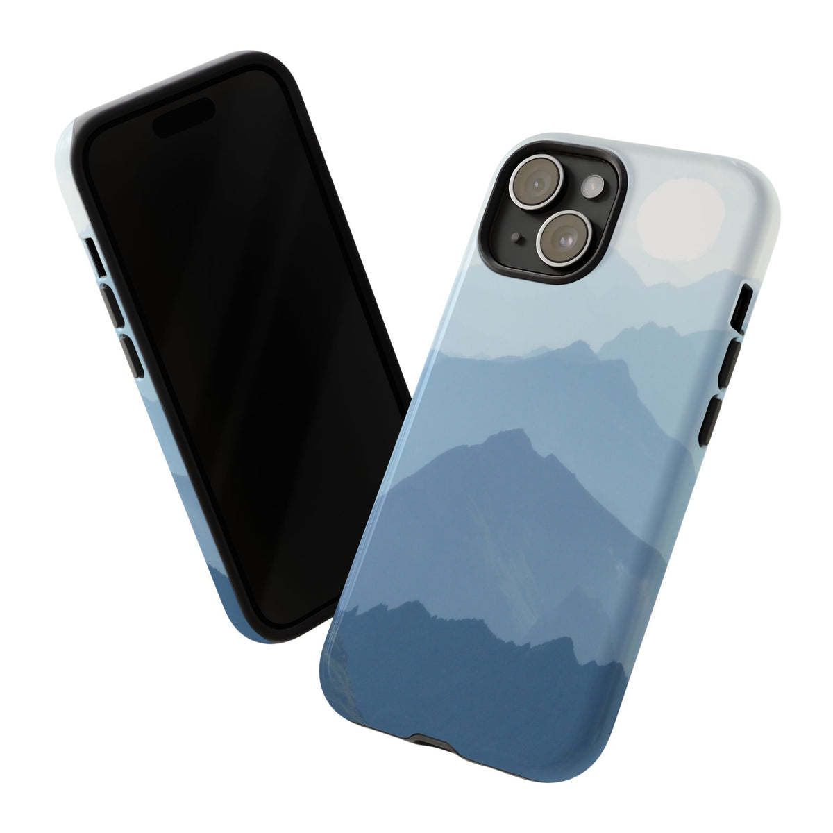 Mountain Sunrise Tough Phone Case — Blue Layered Peaks Protective Cover