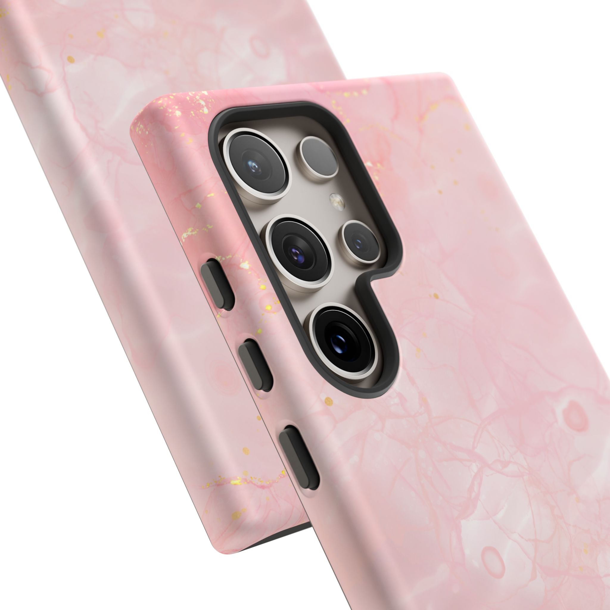 Pink Marble Tough Phone Case — Protective iPhone Cover with Gold Vein Design