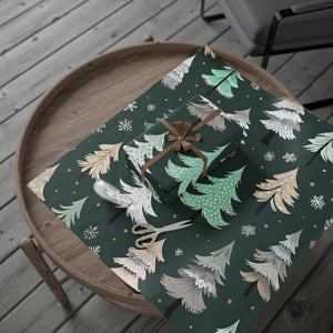 Holiday Pine Tree Wrapping Paper — Dark Green Christmas Gift Wrap