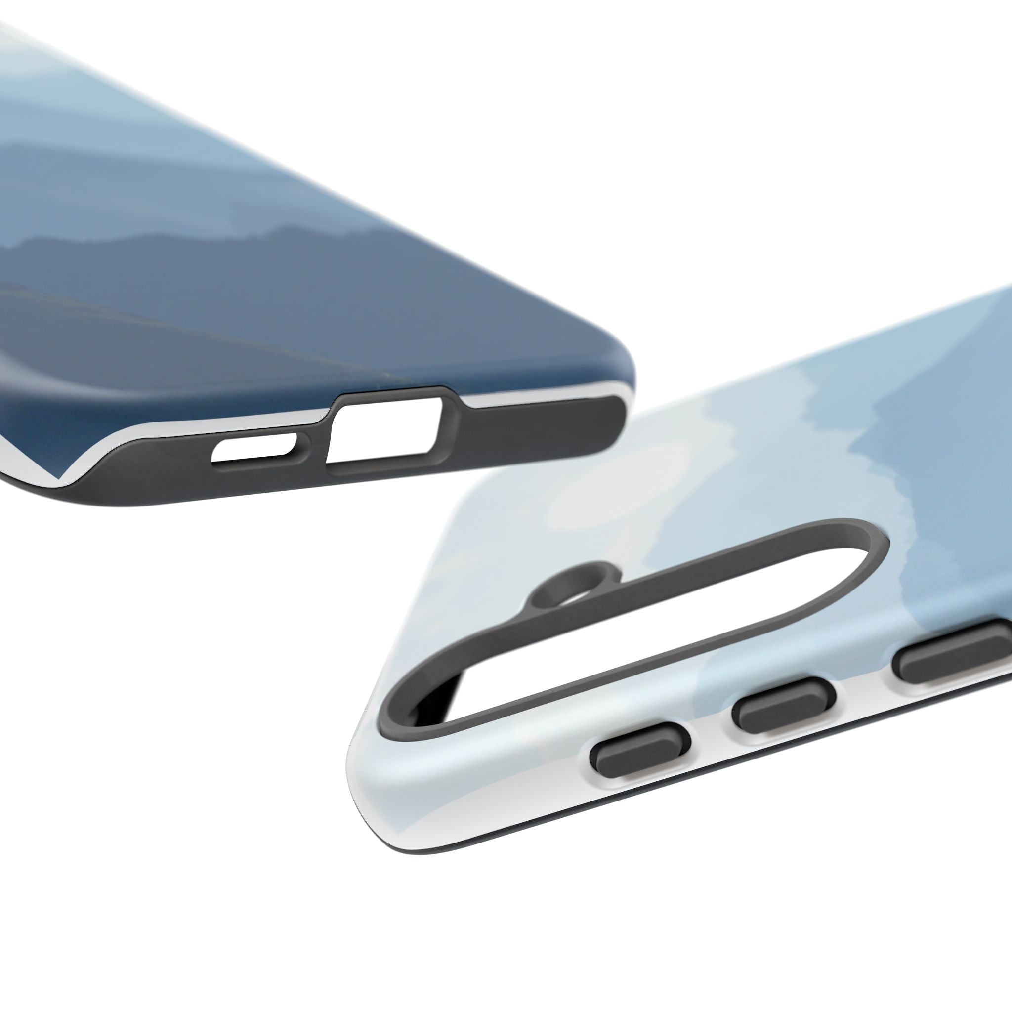 Mountain Sunrise Tough Phone Case — Blue Layered Peaks Protective Cover