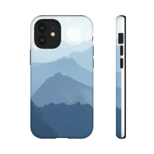 Mountain Sunrise Tough Phone Case — Blue Layered Peaks Protective Cover