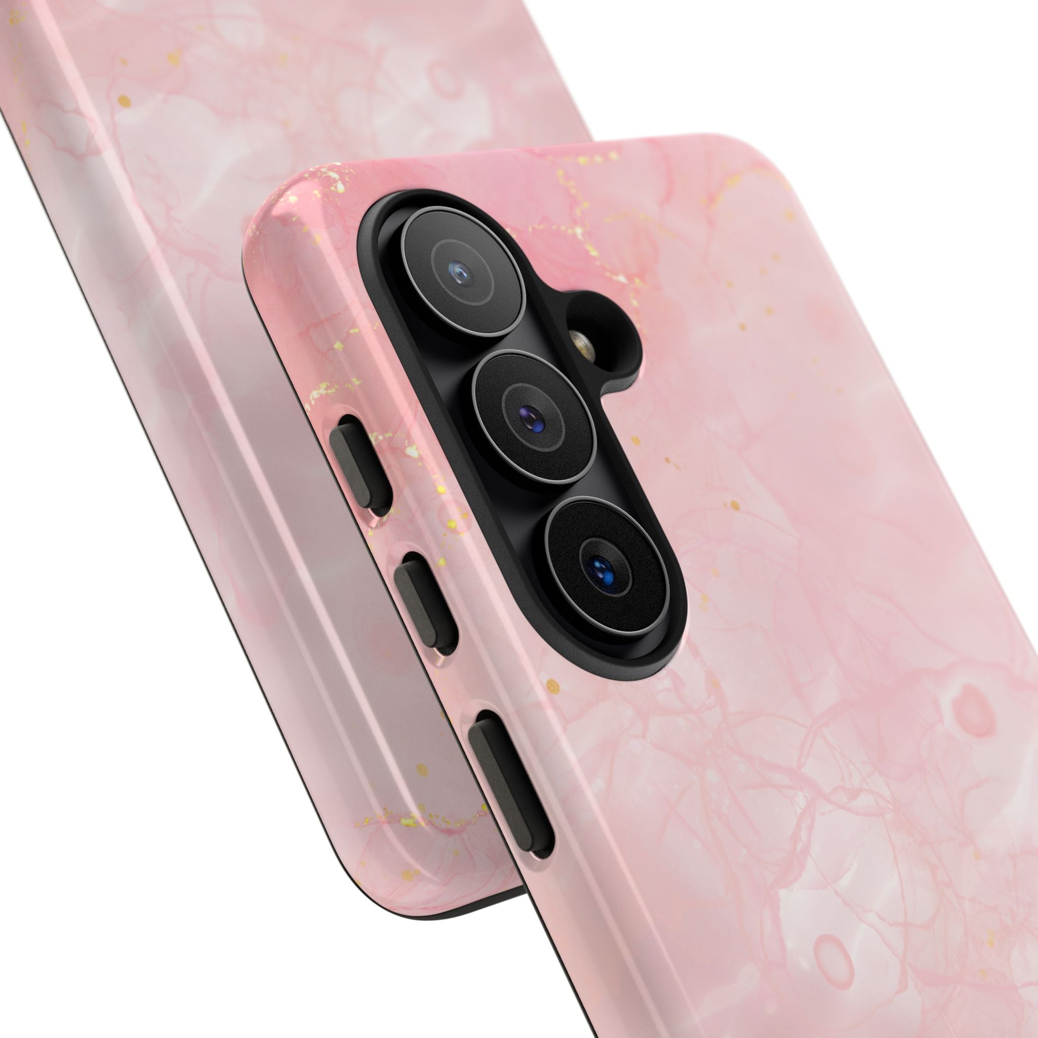 Pink Marble Tough Phone Case — Protective iPhone Cover with Gold Vein Design