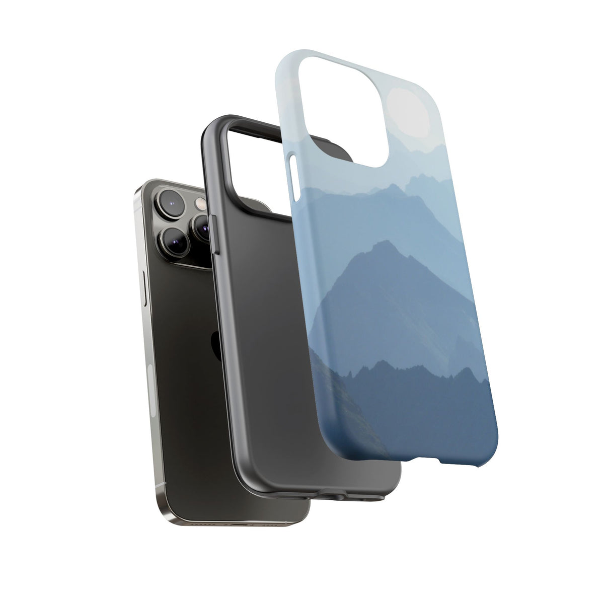 Mountain Sunrise Tough Phone Case — Blue Layered Peaks Protective Cover