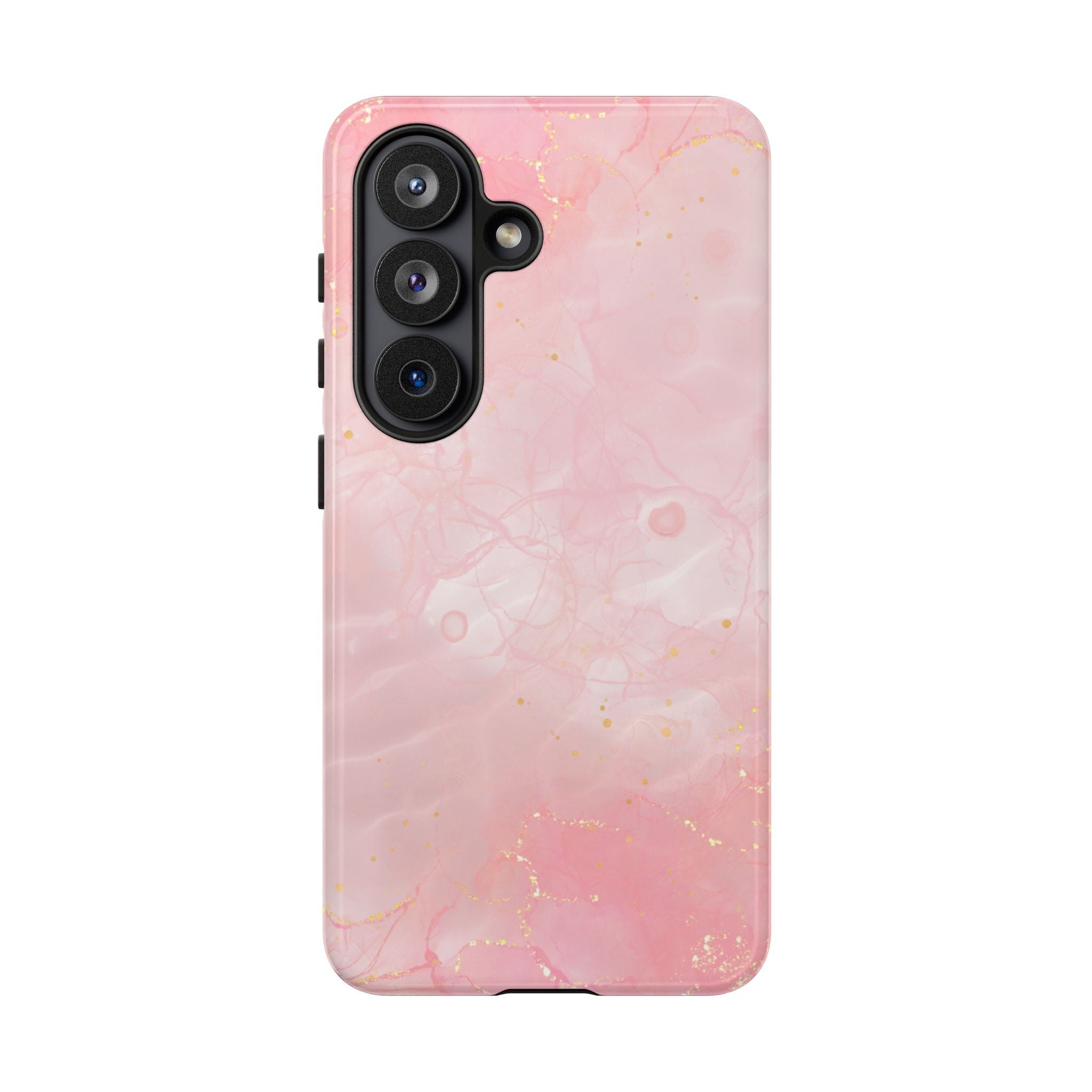Pink Marble Tough Phone Case — Protective iPhone Cover with Gold Vein Design