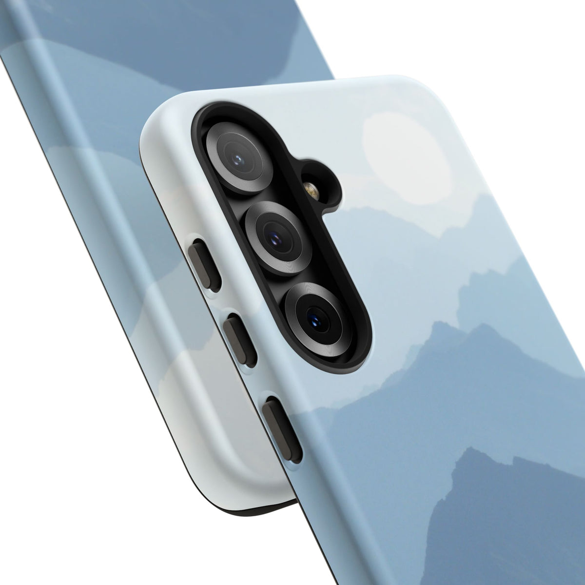 Mountain Sunrise Tough Phone Case — Blue Layered Peaks Protective Cover