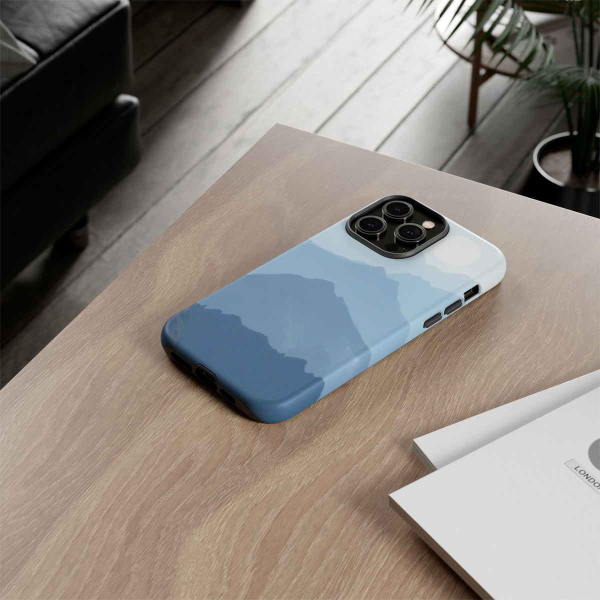 Mountain Sunrise Tough Phone Case — Blue Layered Peaks Protective Cover
