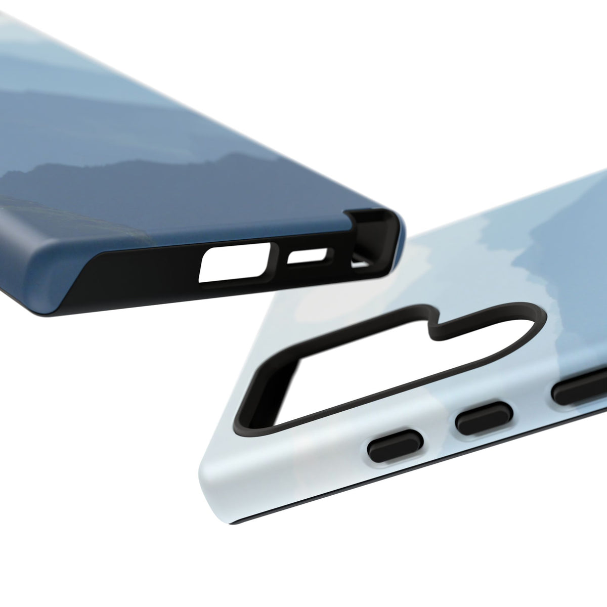 Mountain Sunrise Tough Phone Case — Blue Layered Peaks Protective Cover
