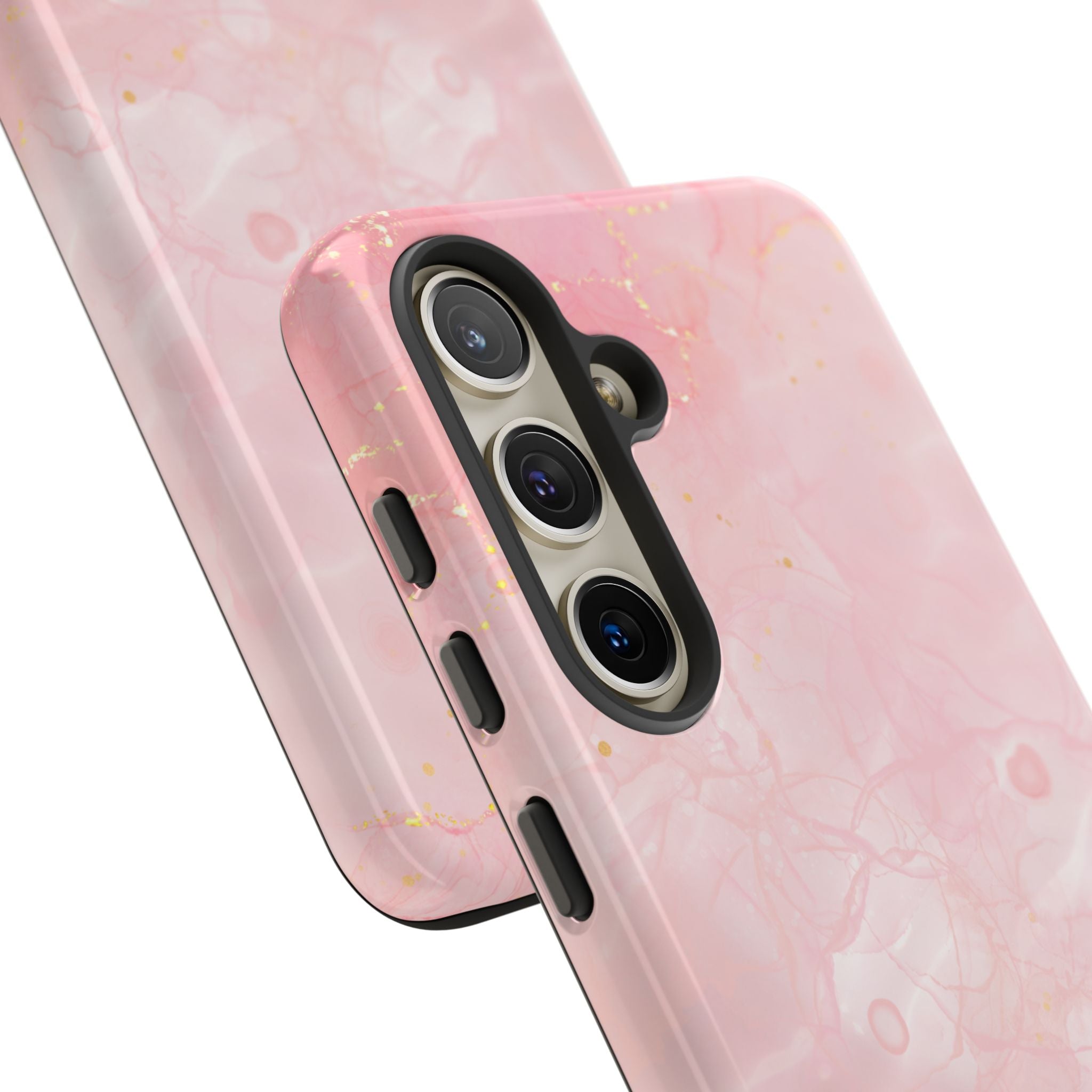 Pink Marble Tough Phone Case — Protective iPhone Cover with Gold Vein Design