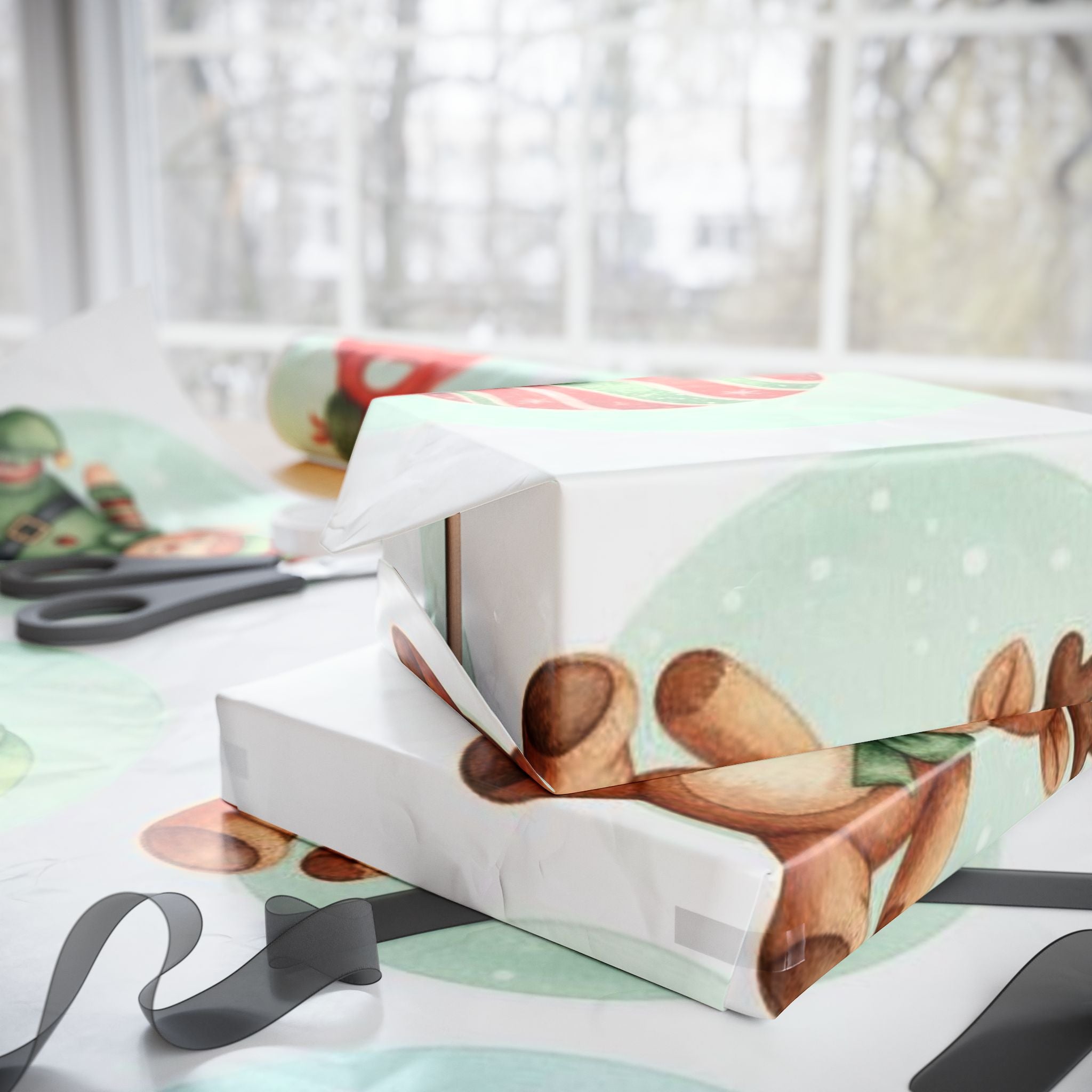 Christmas Wrapping Paper Roll — Vintage Santa & Toys Holiday Gift Wrap