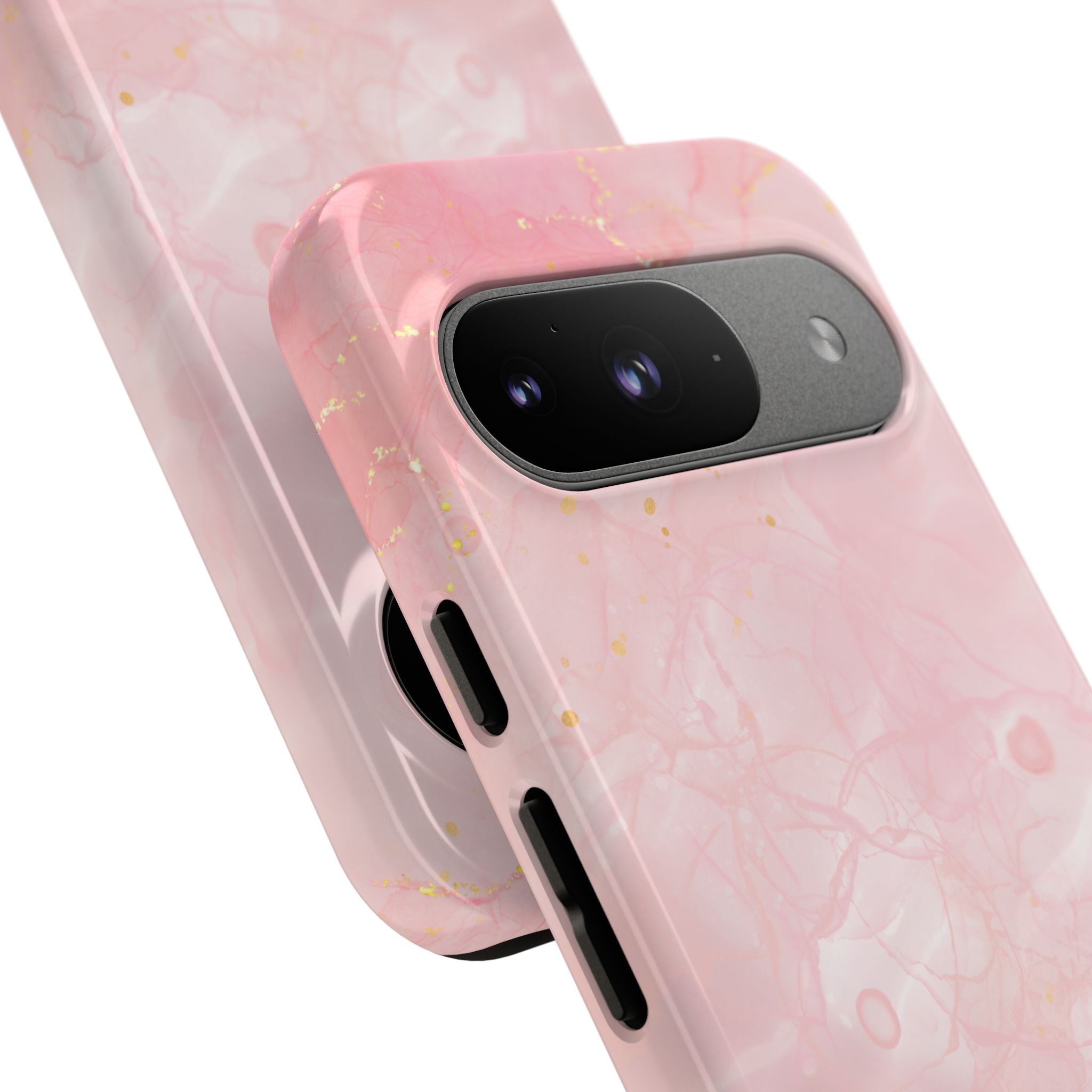 Pink Marble Tough Phone Case — Protective iPhone Cover with Gold Vein Design