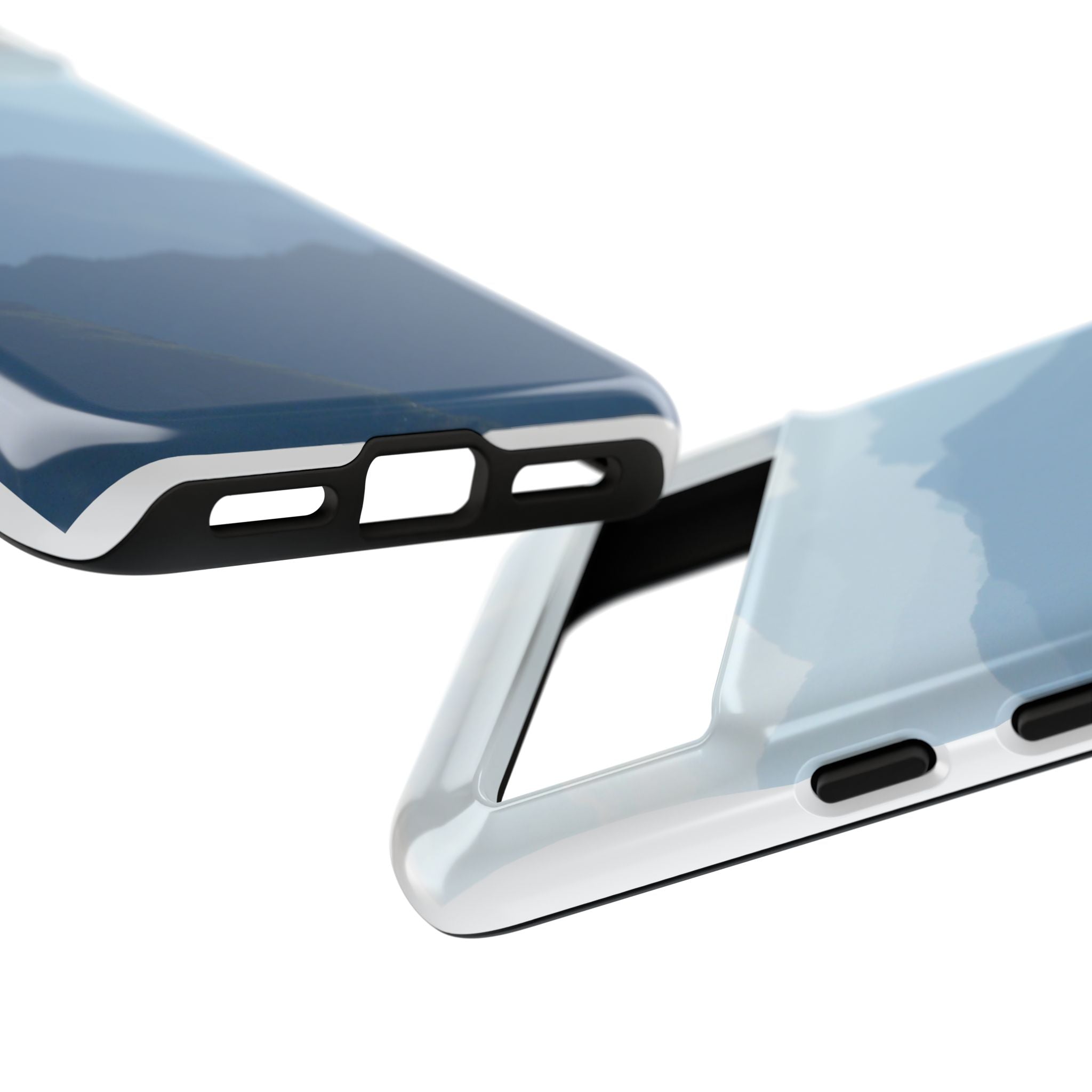 Mountain Sunrise Tough Phone Case — Blue Layered Peaks Protective Cover