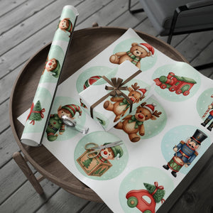 Christmas Wrapping Paper Roll — Vintage Santa & Toys Holiday Gift Wrap