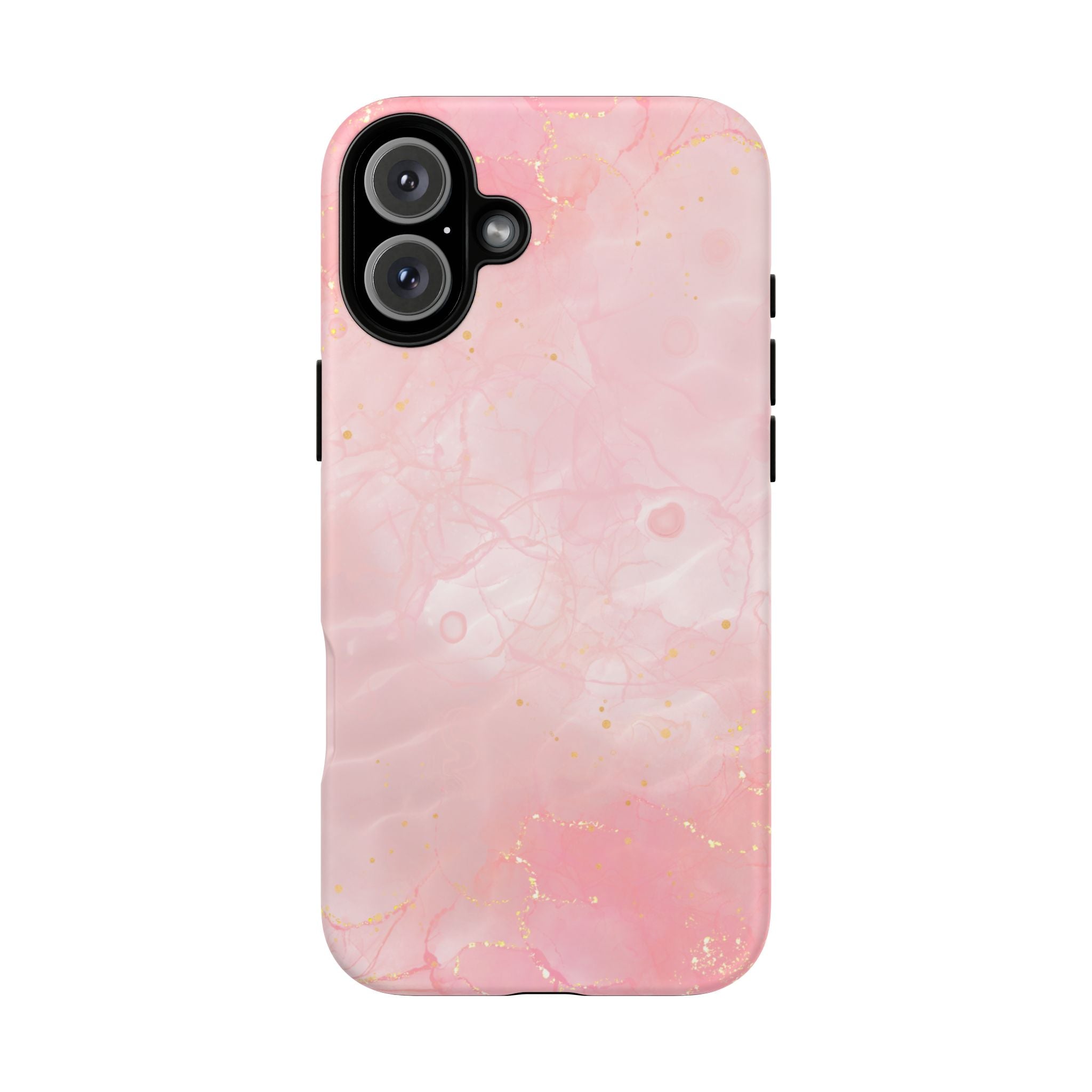 Pink Marble Tough Phone Case — Protective iPhone Cover with Gold Vein Design