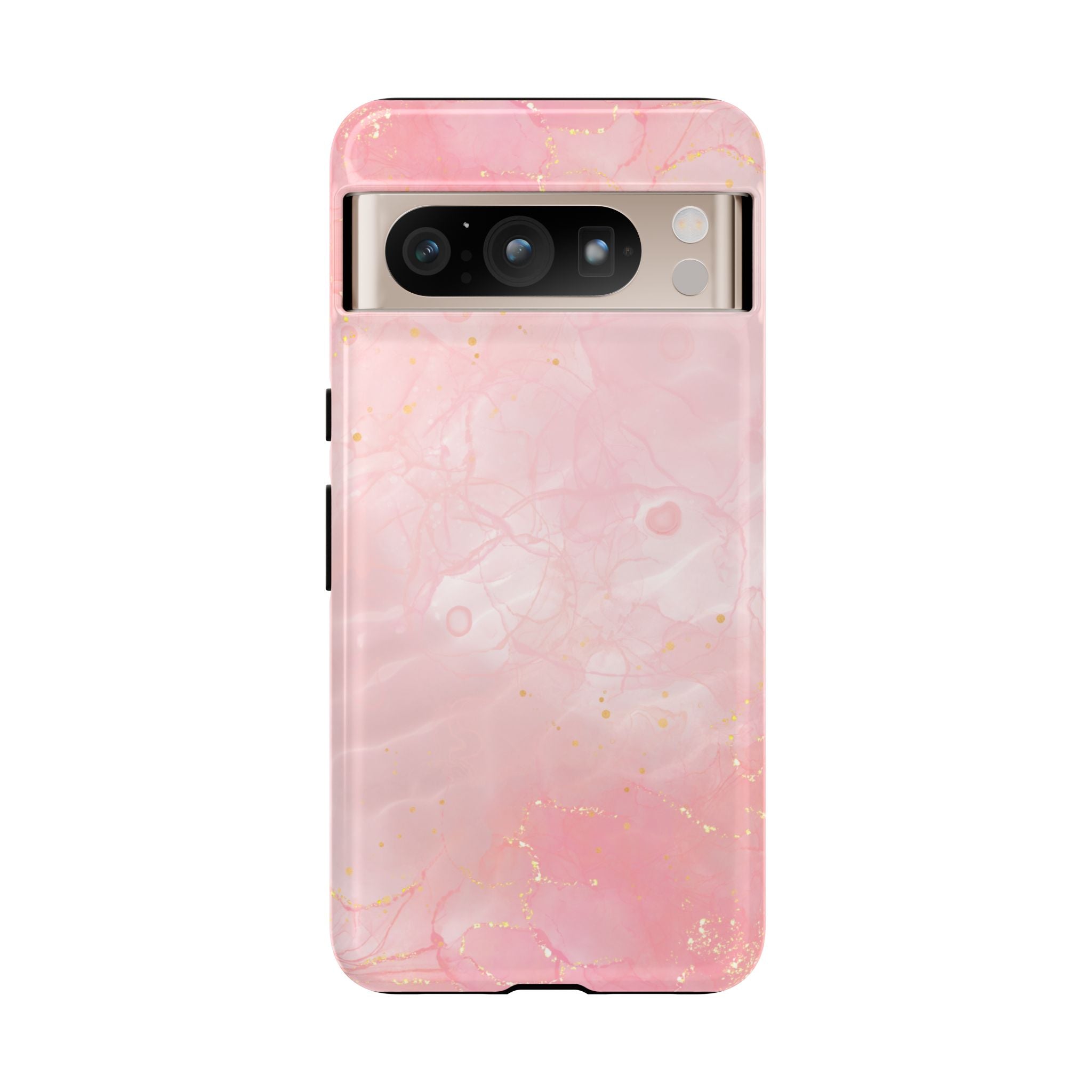 Pink Marble Tough Phone Case — Protective iPhone Cover with Gold Vein Design
