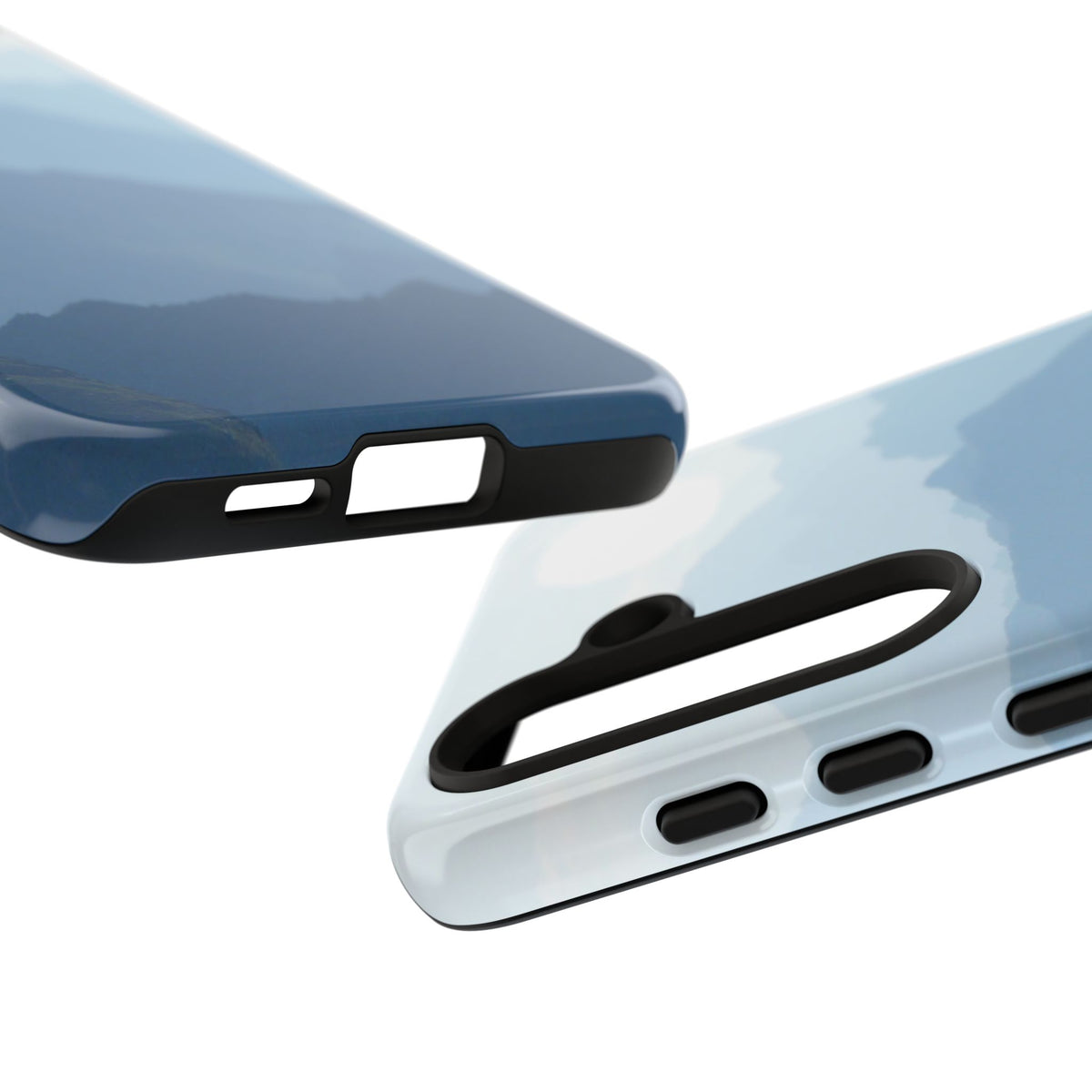Mountain Sunrise Tough Phone Case — Blue Layered Peaks Protective Cover