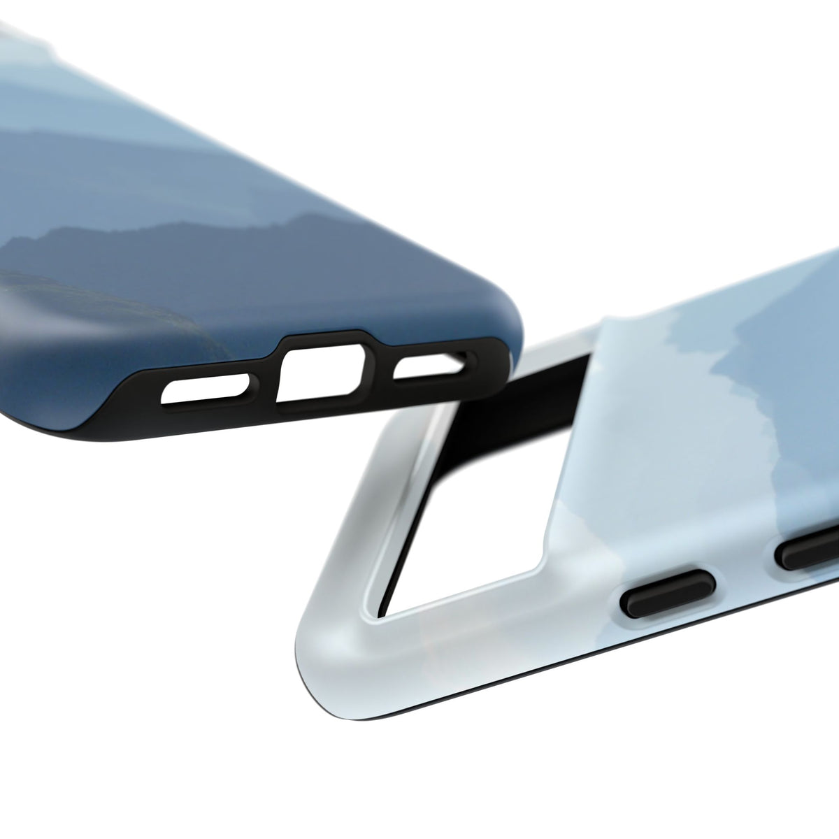 Mountain Sunrise Tough Phone Case — Blue Layered Peaks Protective Cover