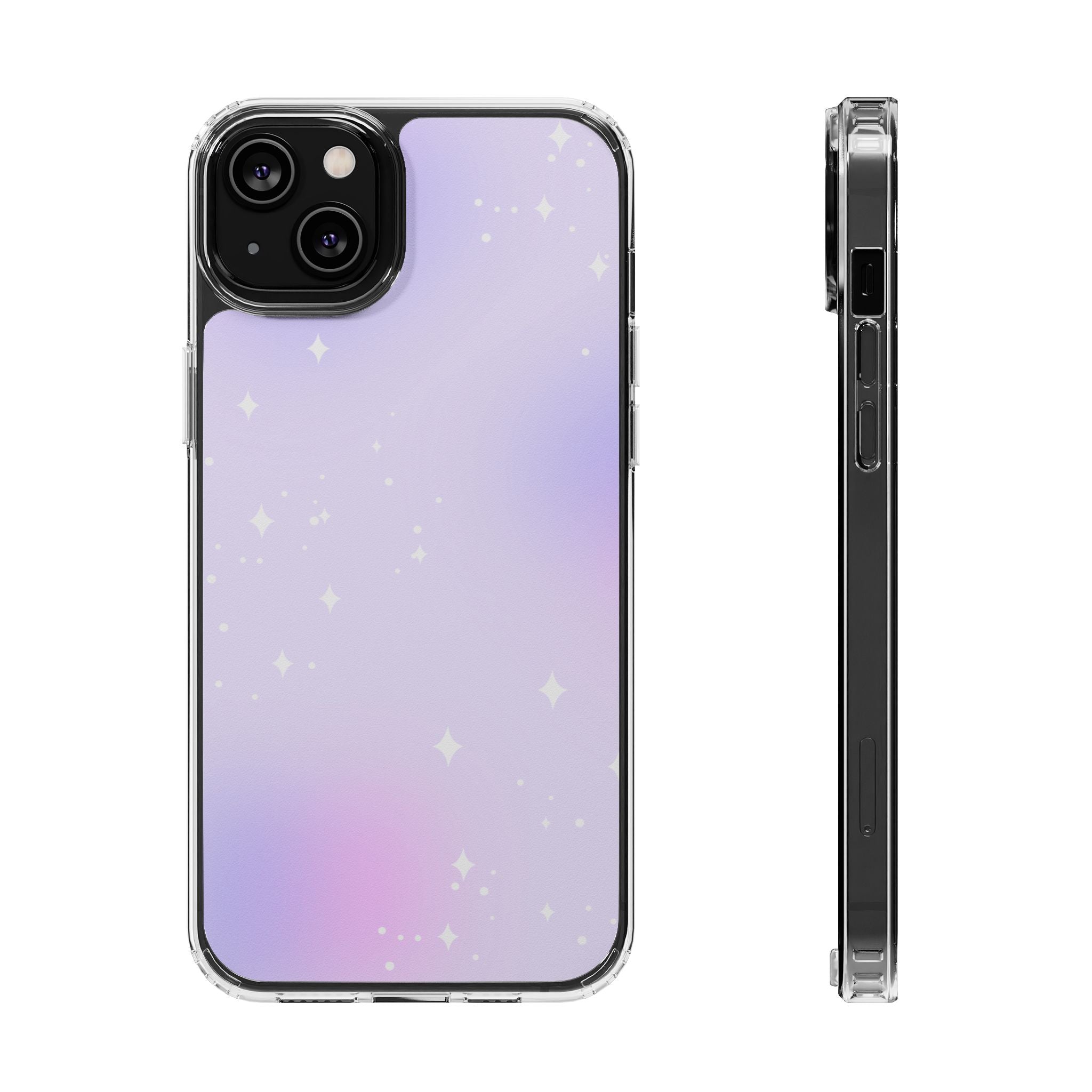 Clear Magnetic Phone Case — Pastel Purple Galaxy with Sparkle
