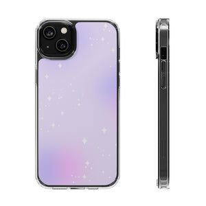 Clear Magnetic Phone Case — Pastel Purple Galaxy with Sparkle