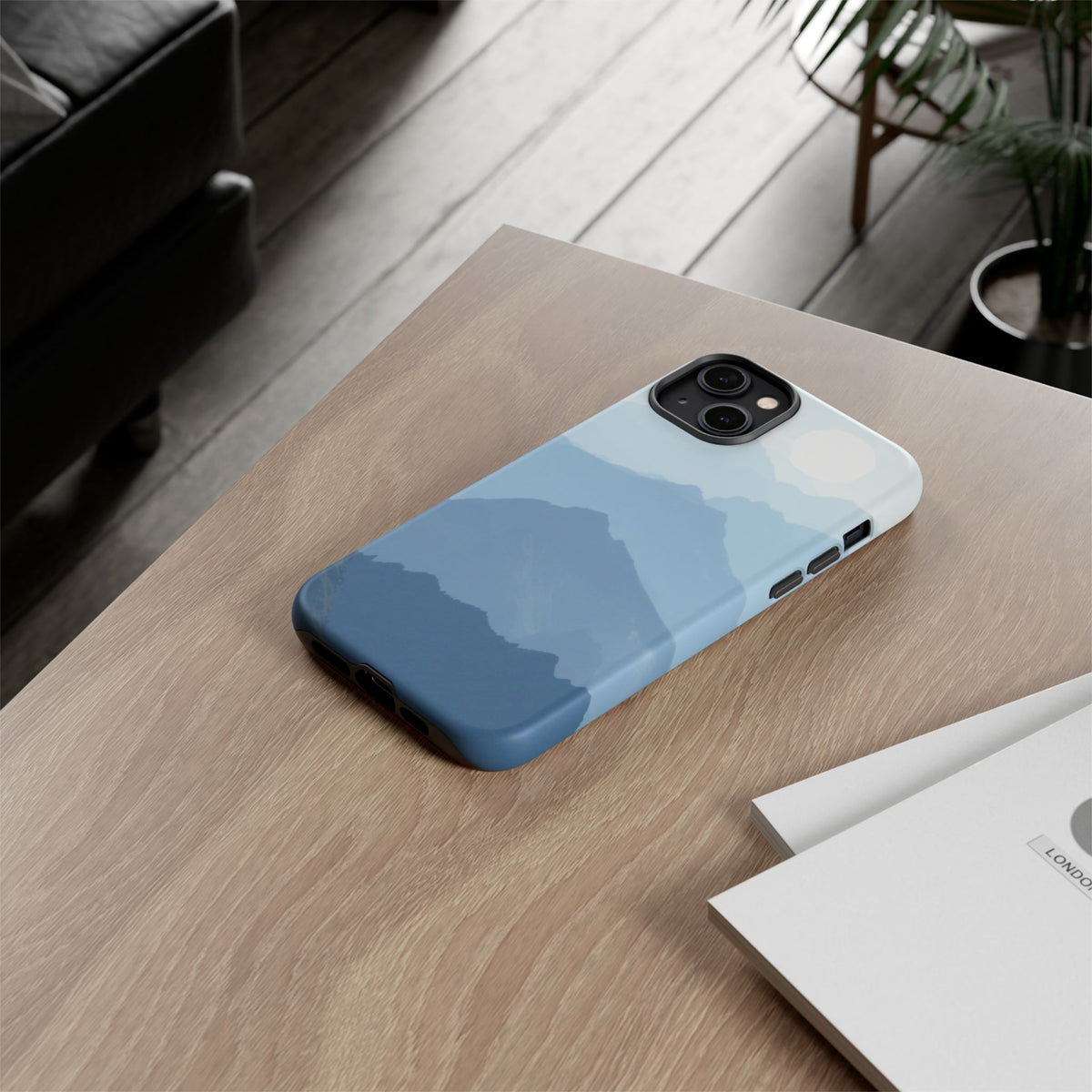 Mountain Sunrise Tough Phone Case — Blue Layered Peaks Protective Cover