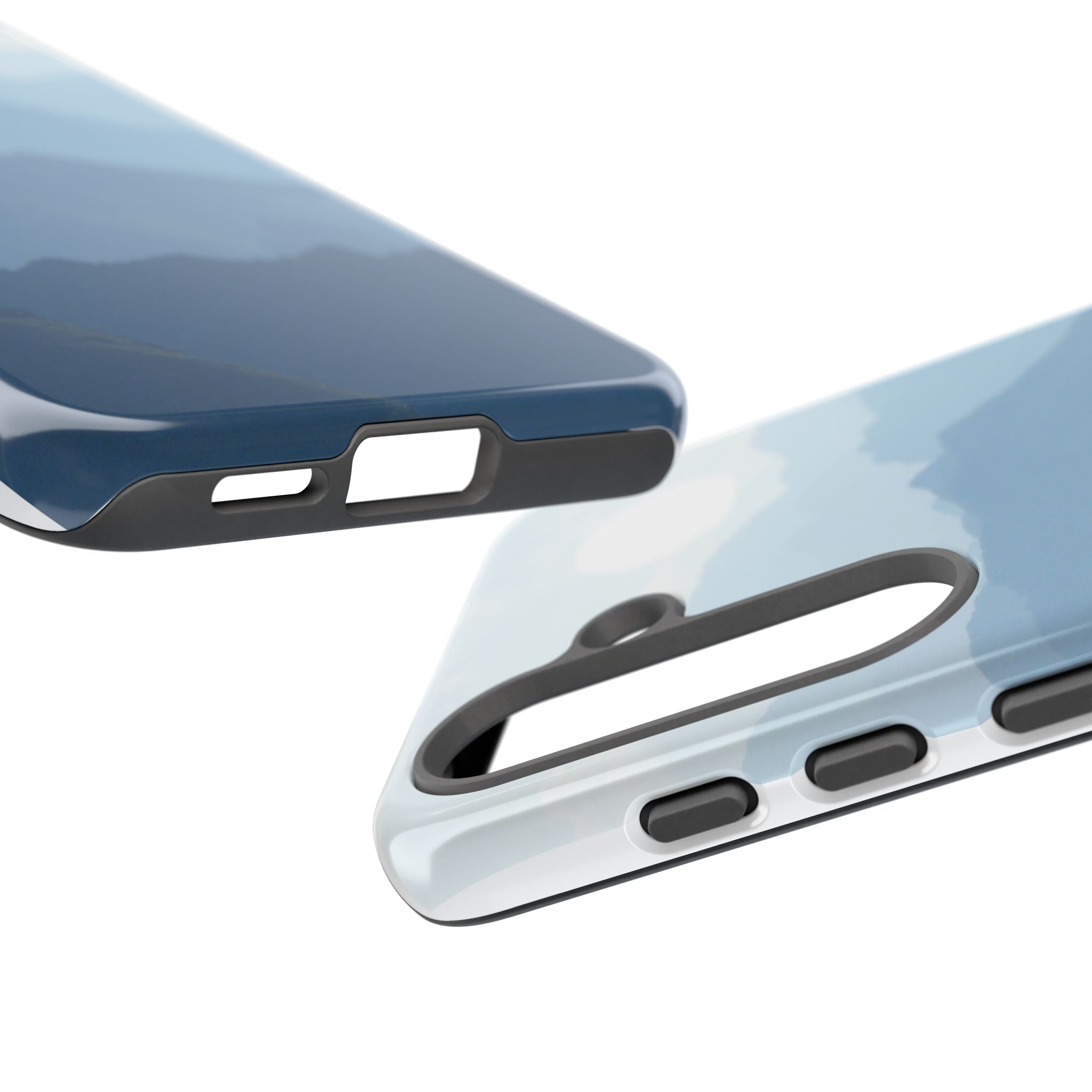 Mountain Sunrise Tough Phone Case — Blue Layered Peaks Protective Cover