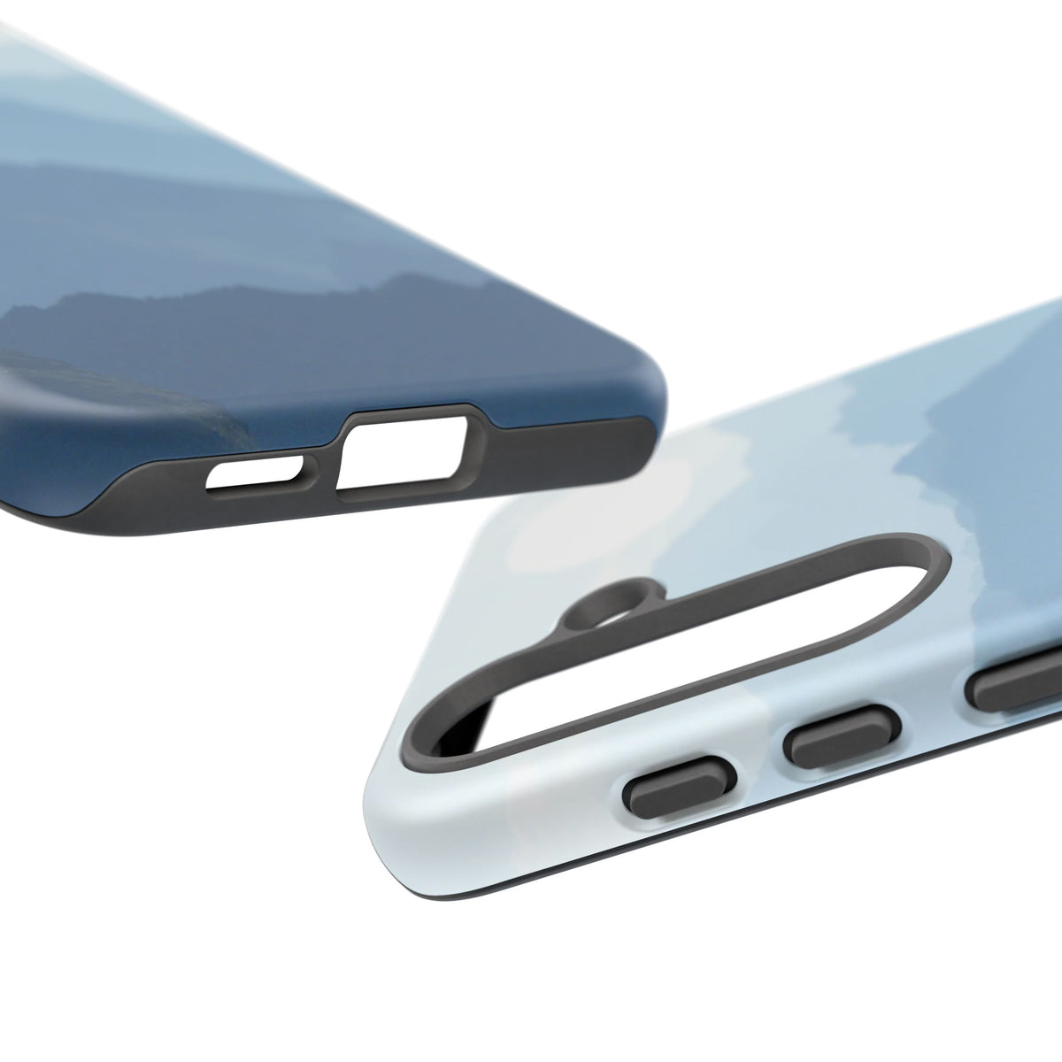 Mountain Sunrise Tough Phone Case — Blue Layered Peaks Protective Cover