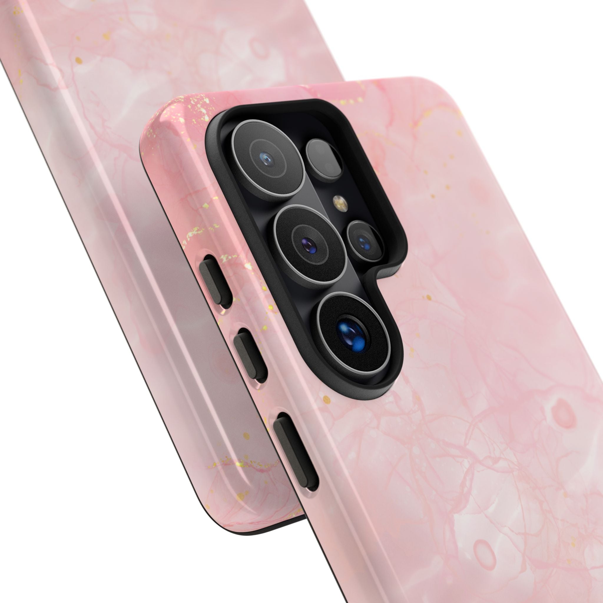 Pink Marble Tough Phone Case — Protective iPhone Cover with Gold Vein Design