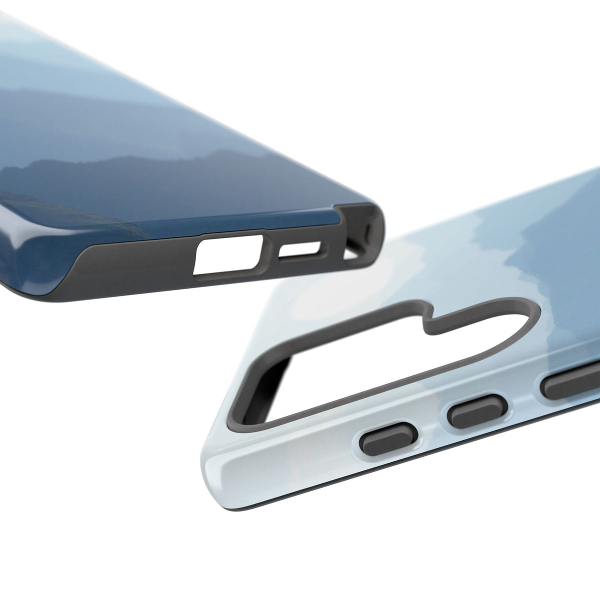 Mountain Sunrise Tough Phone Case — Blue Layered Peaks Protective Cover