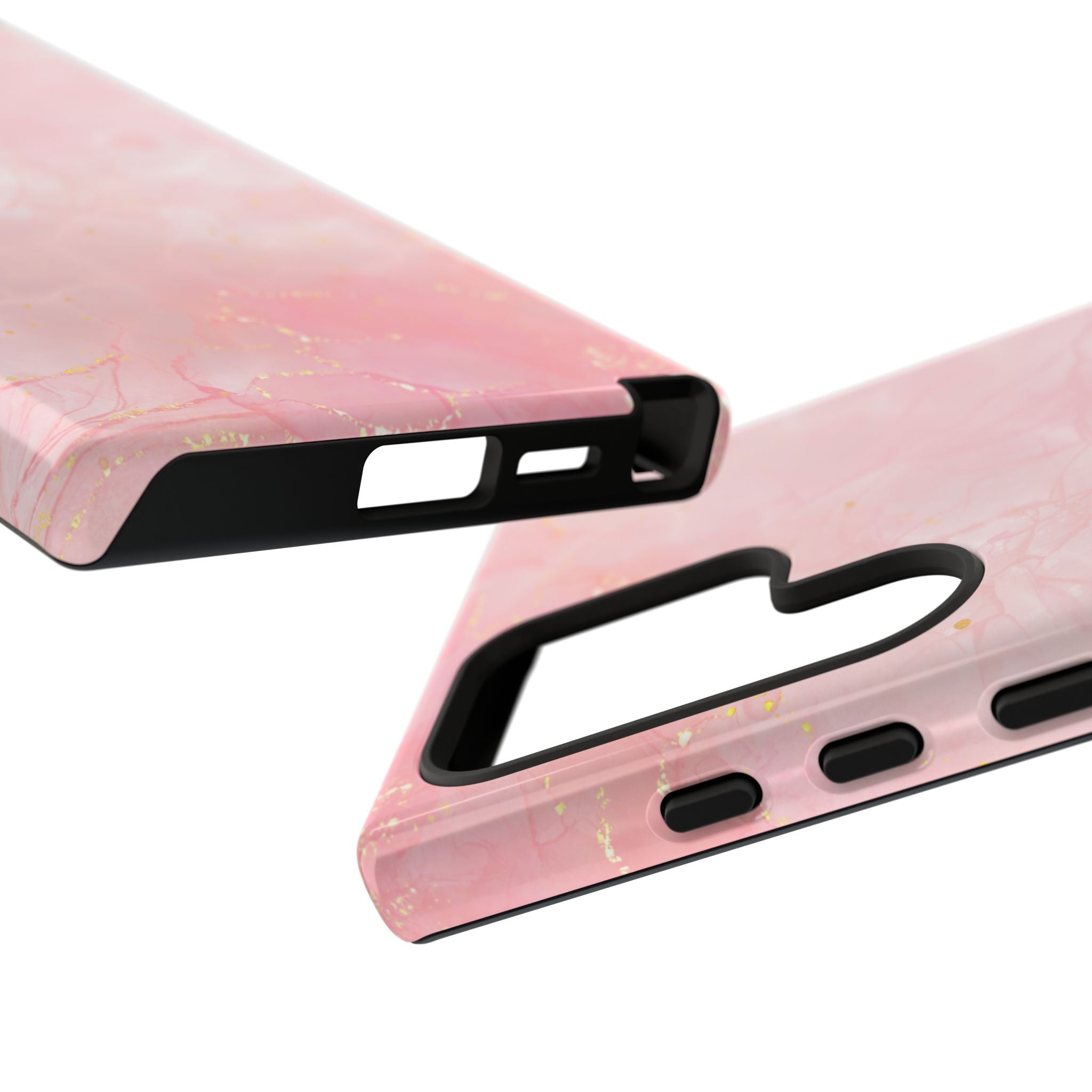 Pink Marble Tough Phone Case — Protective iPhone Cover with Gold Vein Design