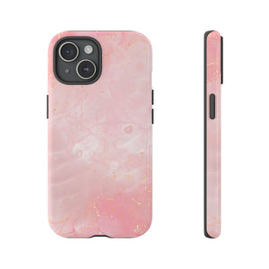 Pink Marble Tough Phone Case — Protective iPhone Cover with Gold Vein Design