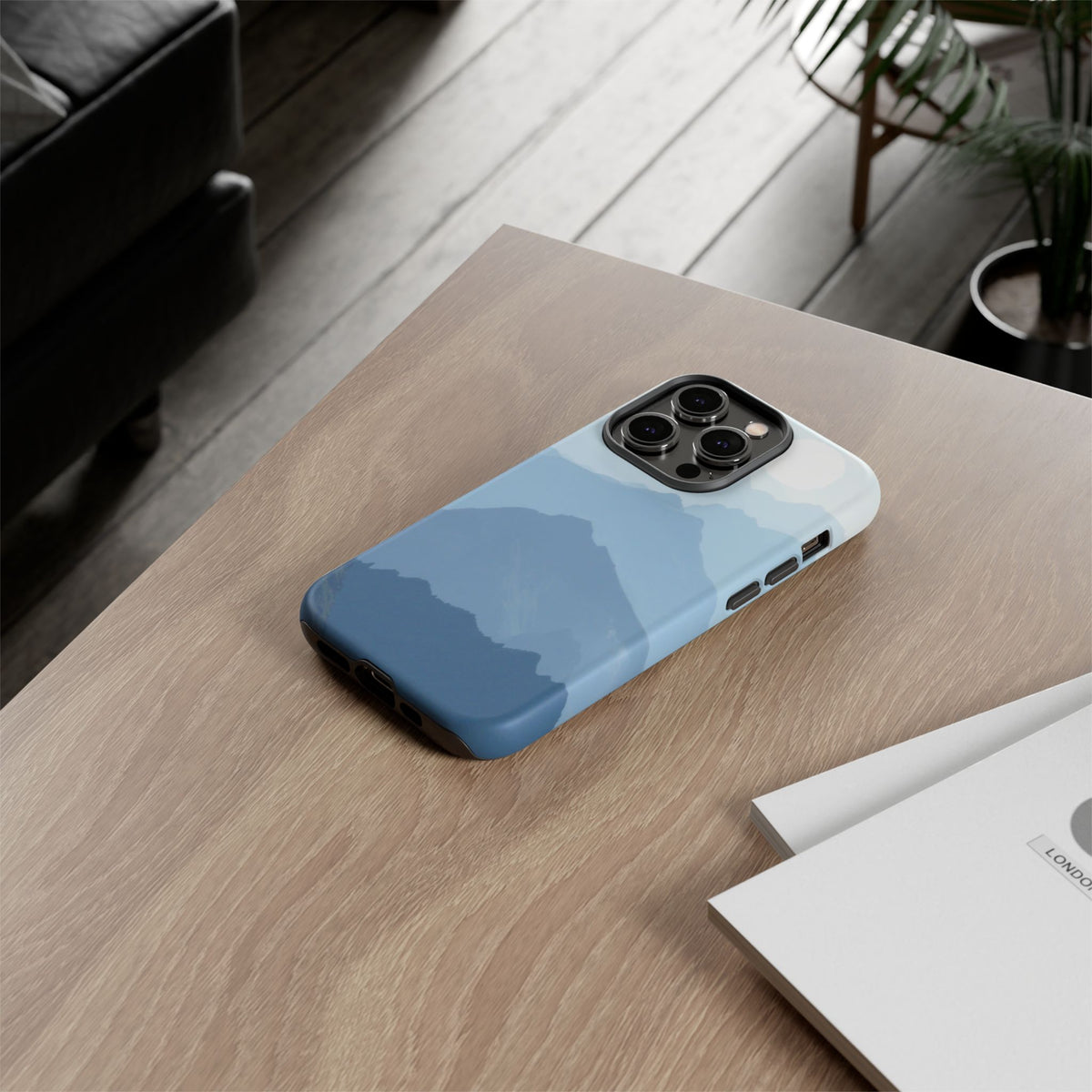 Mountain Sunrise Tough Phone Case — Blue Layered Peaks Protective Cover