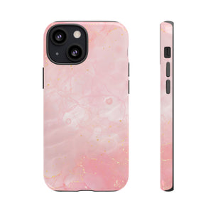Pink Marble Tough Phone Case — Protective iPhone Cover with Gold Vein Design