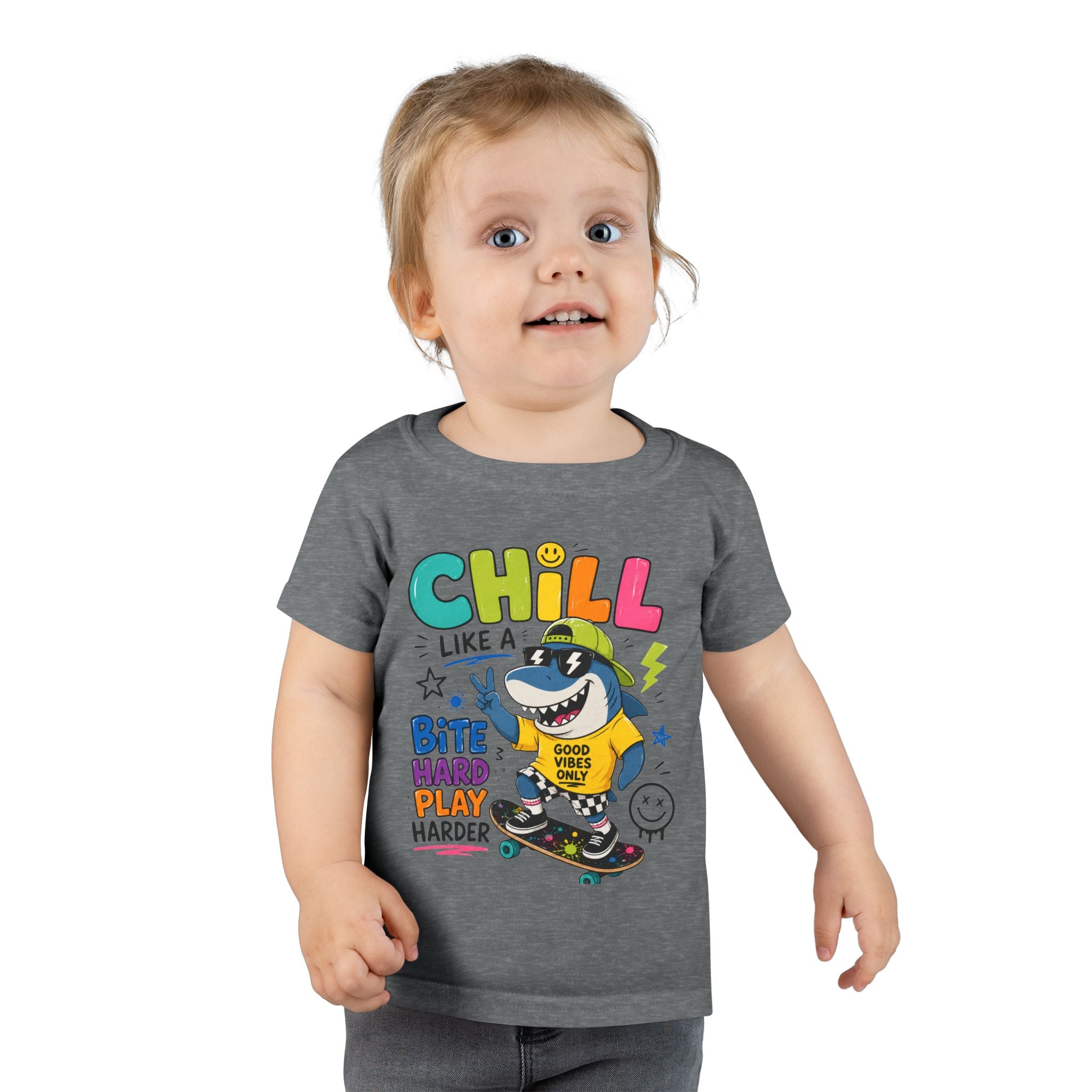 Chill Shark Toddler T-Shirt — 'Chill Like a Shark' Skateboard Graphic Tees for Kids