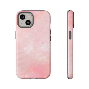 Pink Marble Tough Phone Case — Protective iPhone Cover with Gold Vein Design