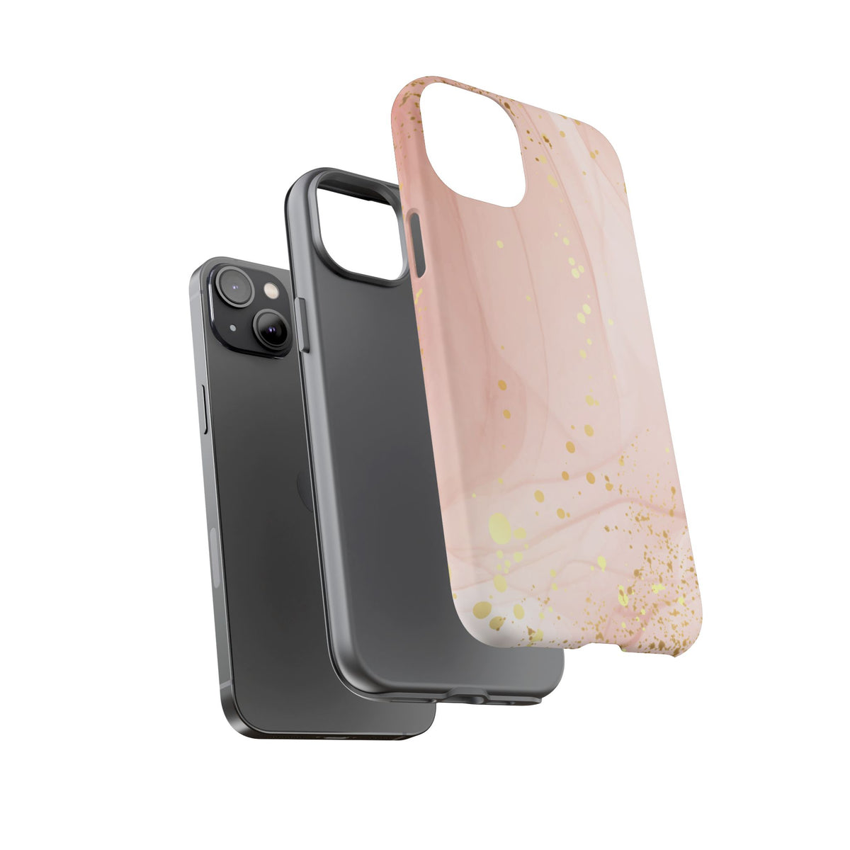 Rose Gold Marble Tough Case – Pink Marble Phone Case with Gold Glitter Accents