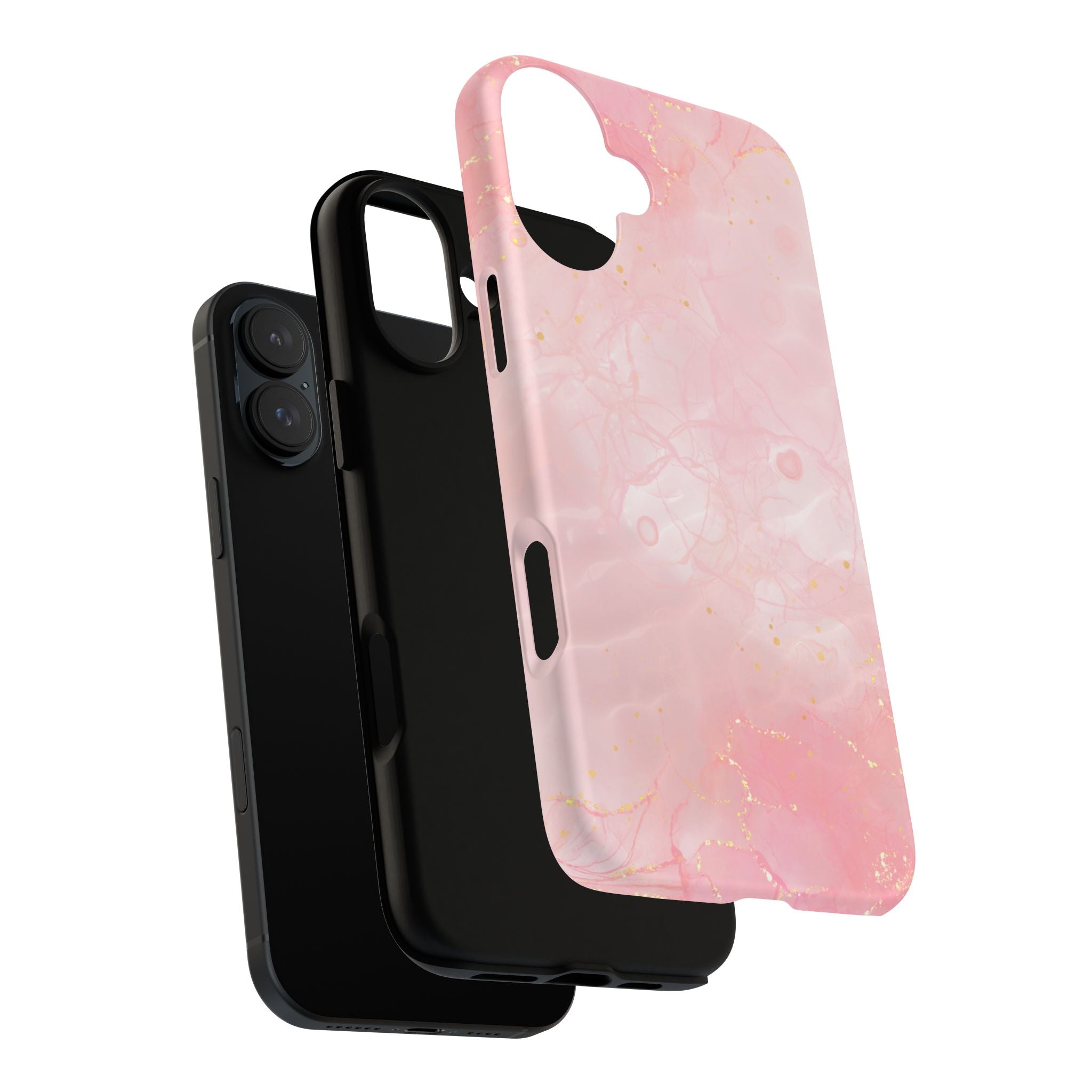Pink Marble Tough Phone Case — Protective iPhone Cover with Gold Vein Design