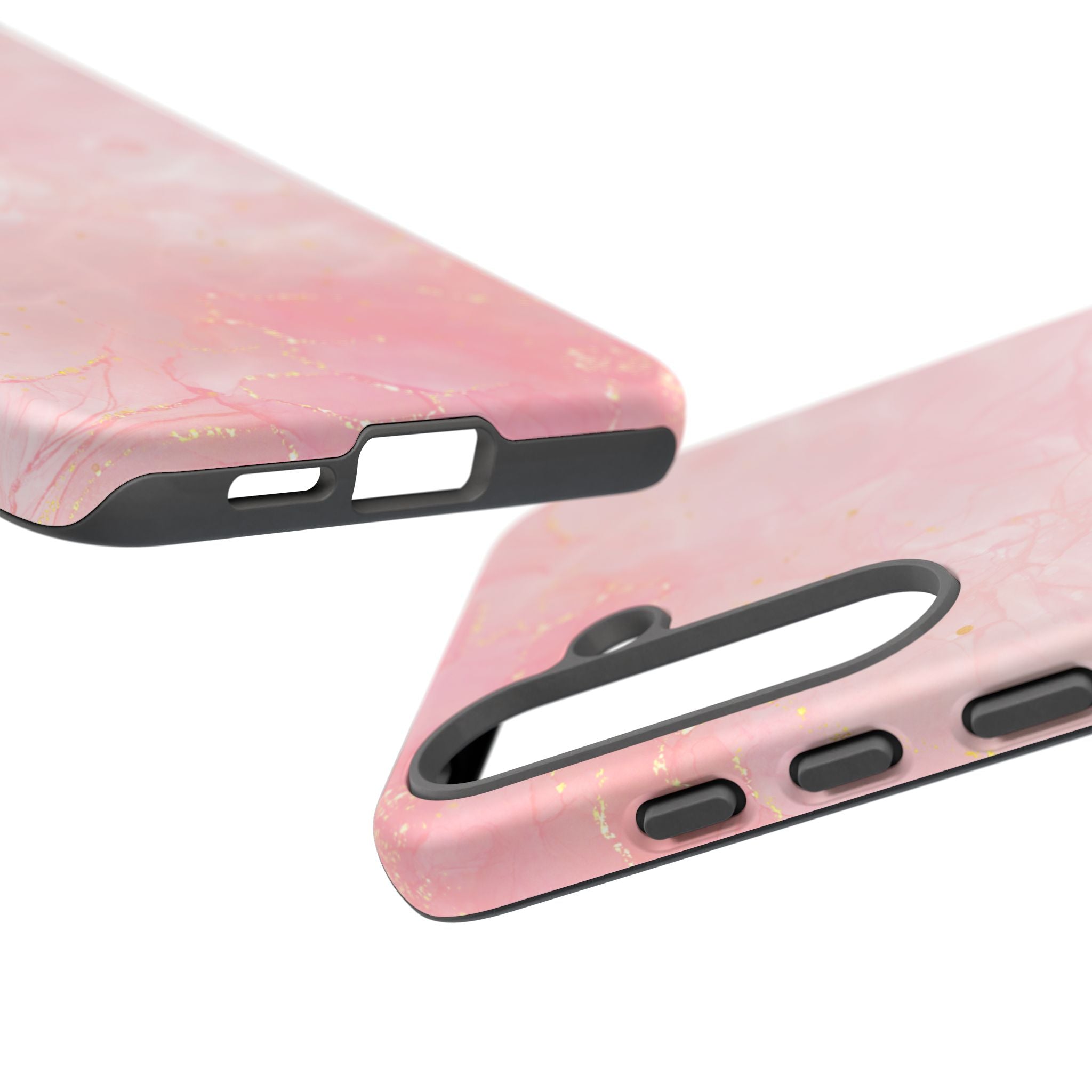 Pink Marble Tough Phone Case — Protective iPhone Cover with Gold Vein Design