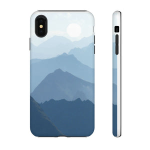 Mountain Sunrise Tough Phone Case — Blue Layered Peaks Protective Cover