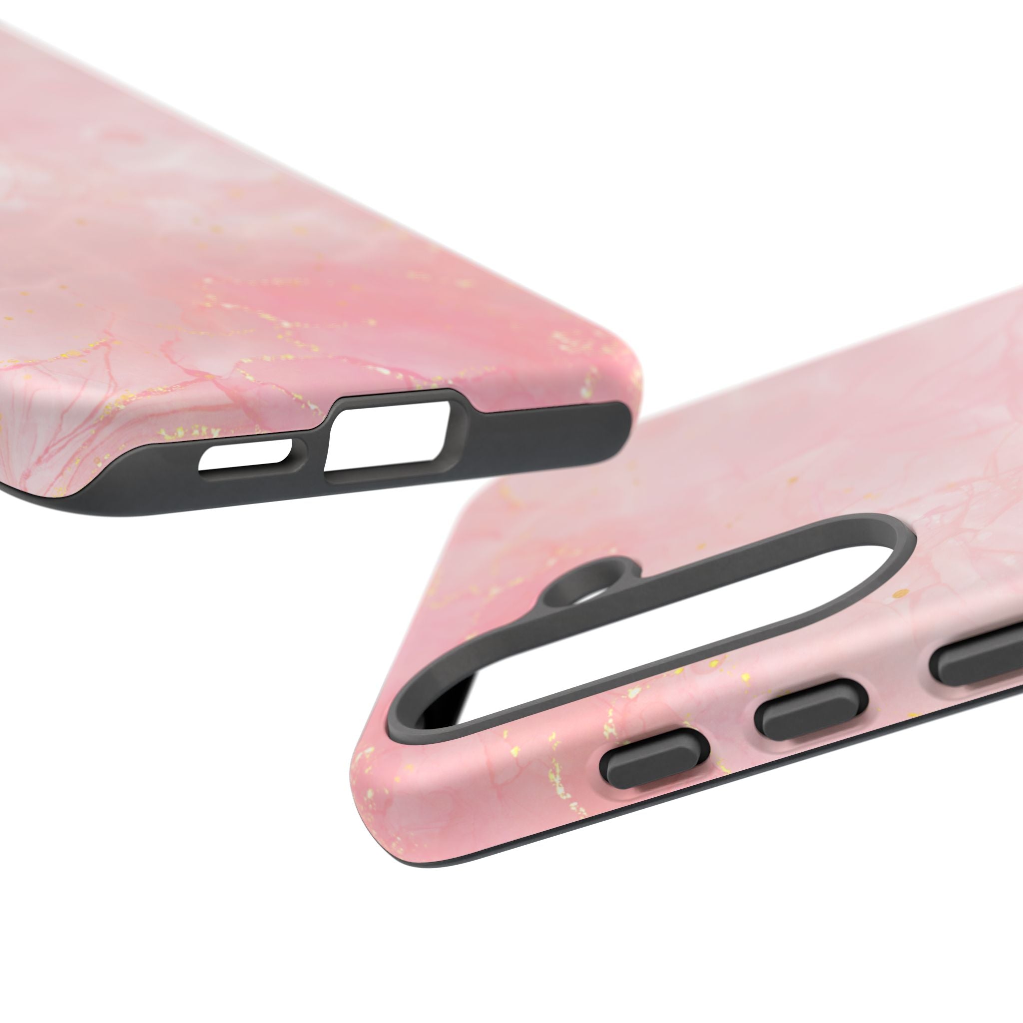 Pink Marble Tough Phone Case — Protective iPhone Cover with Gold Vein Design