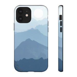 Mountain Sunrise Tough Phone Case — Blue Layered Peaks Protective Cover