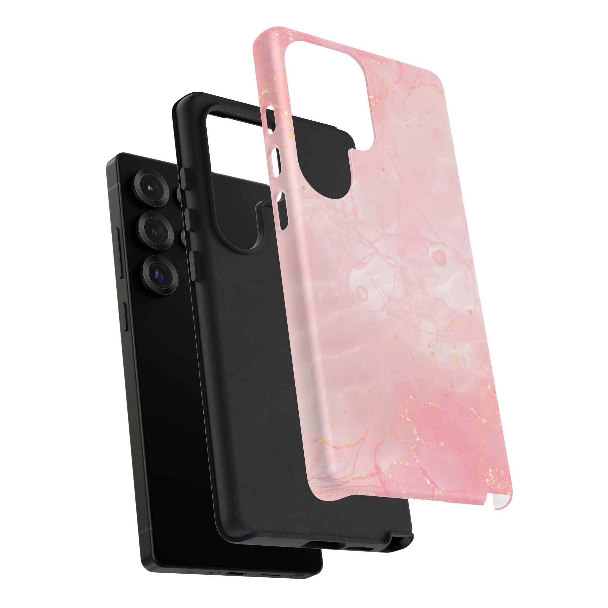 Pink Marble Tough Phone Case — Protective iPhone Cover with Gold Vein Design