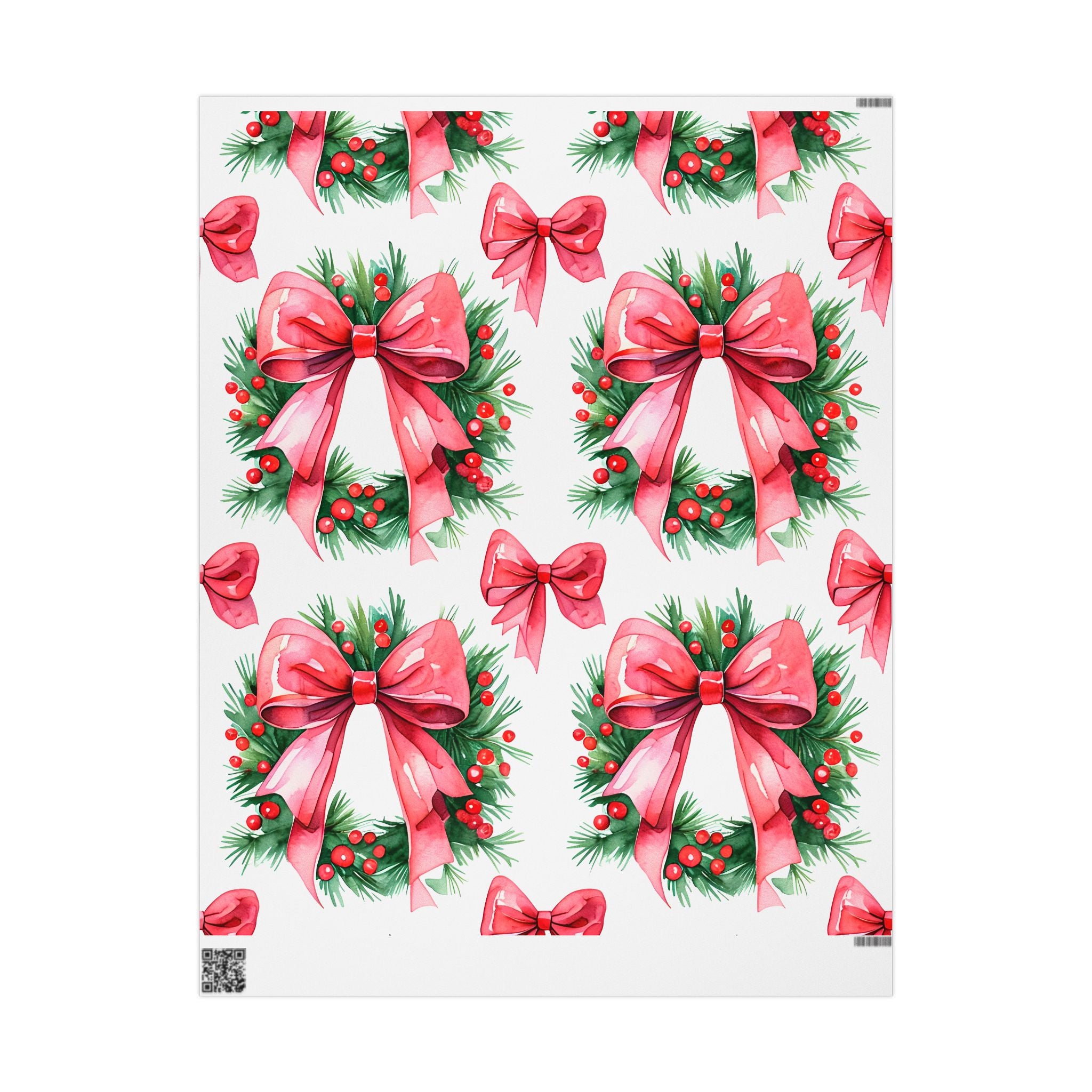 Pink Wreath Holiday Wrapping Paper Roll