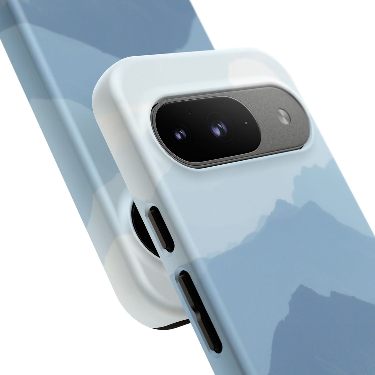 Mountain Sunrise Tough Phone Case — Blue Layered Peaks Protective Cover