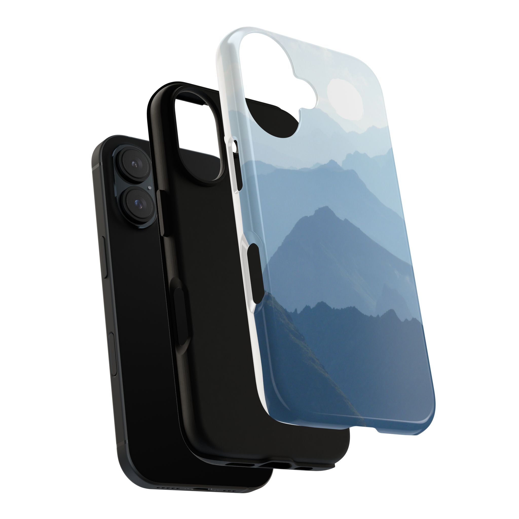 Mountain Sunrise Tough Phone Case — Blue Layered Peaks Protective Cover