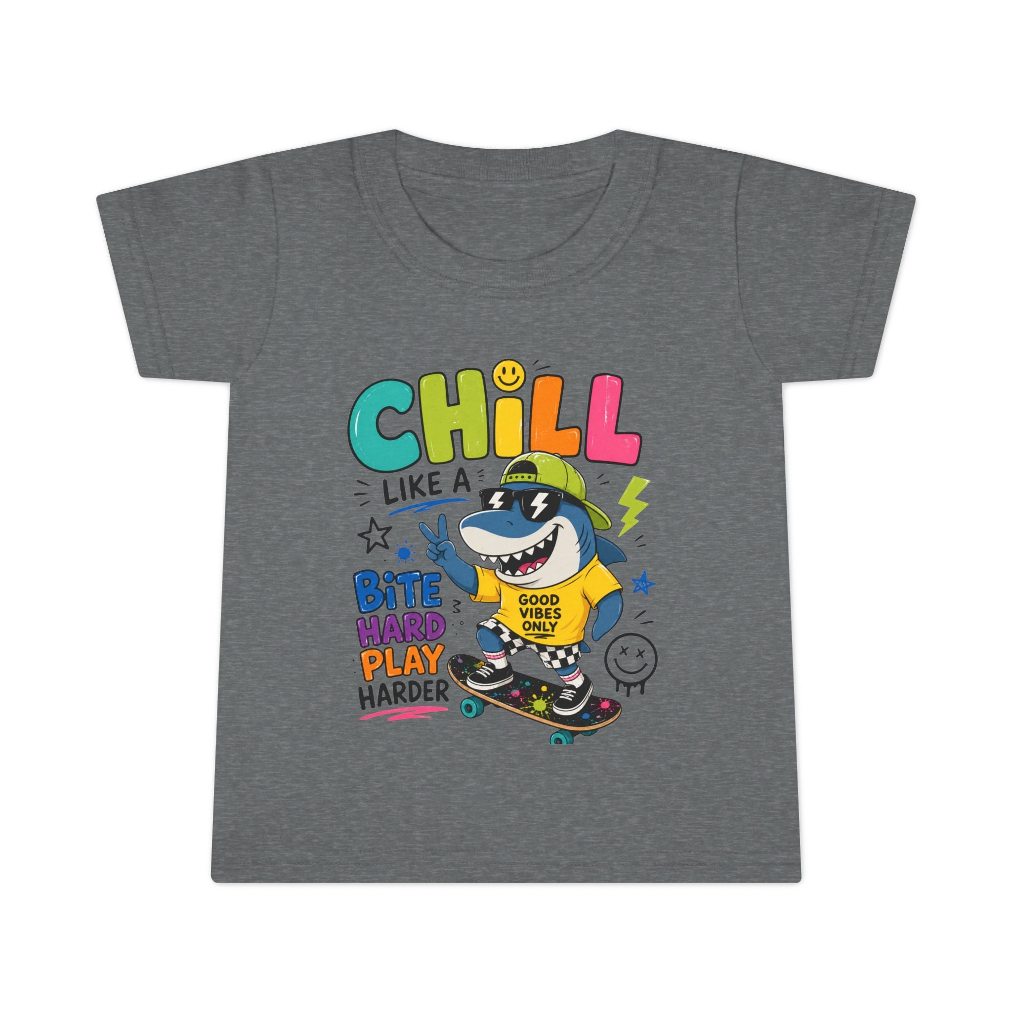 Chill Shark Toddler T-Shirt — 'Chill Like a Shark' Skateboard Graphic Tees for Kids
