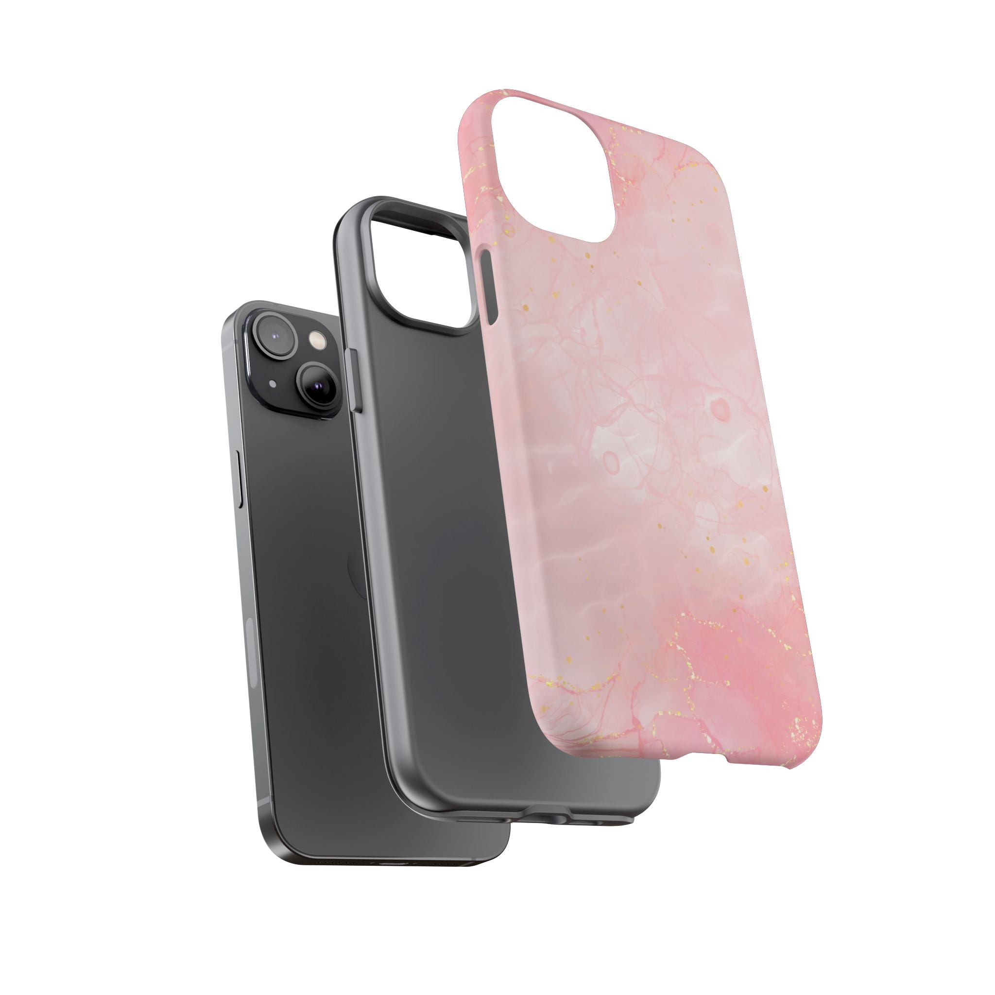 Pink Marble Tough Phone Case — Protective iPhone Cover with Gold Vein Design