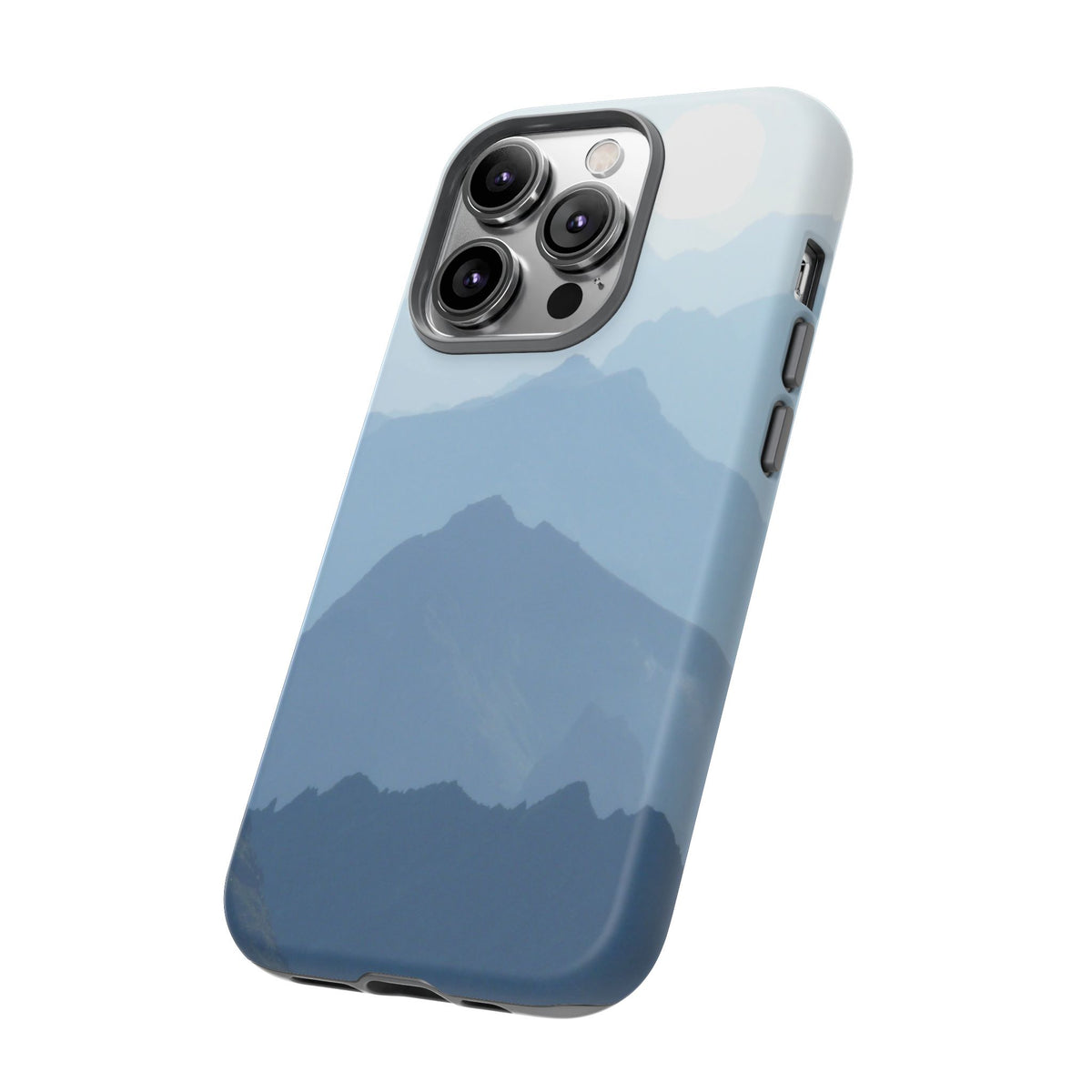 Mountain Sunrise Tough Phone Case — Blue Layered Peaks Protective Cover