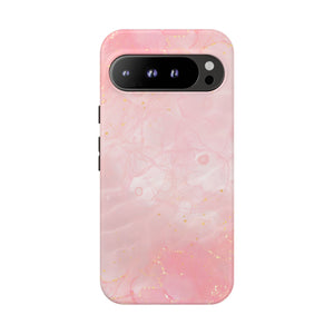 Pink Marble Tough Phone Case — Protective iPhone Cover with Gold Vein Design