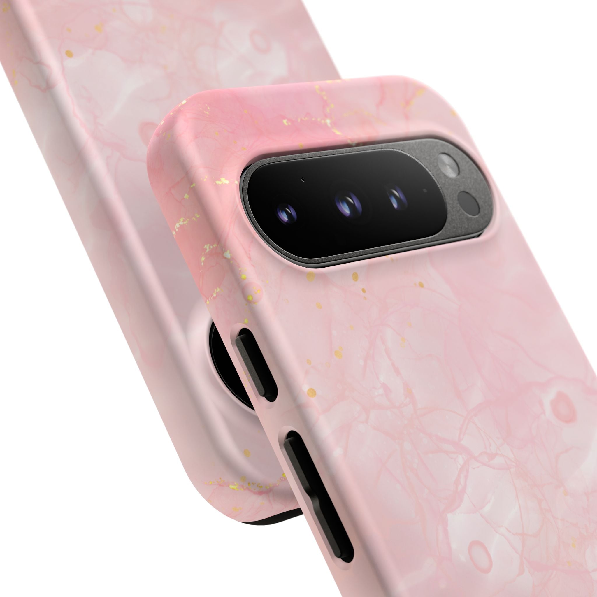 Pink Marble Tough Phone Case — Protective iPhone Cover with Gold Vein Design