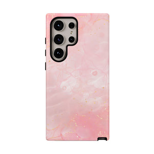 Pink Marble Tough Phone Case — Protective iPhone Cover with Gold Vein Design