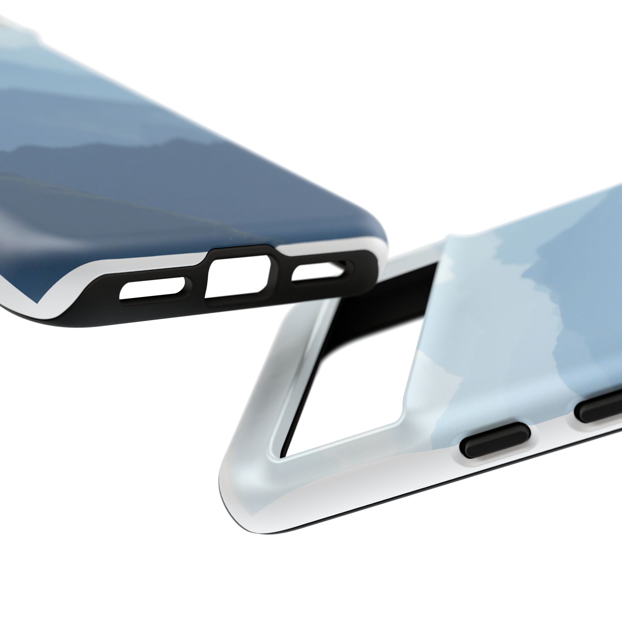 Mountain Sunrise Tough Phone Case — Blue Layered Peaks Protective Cover